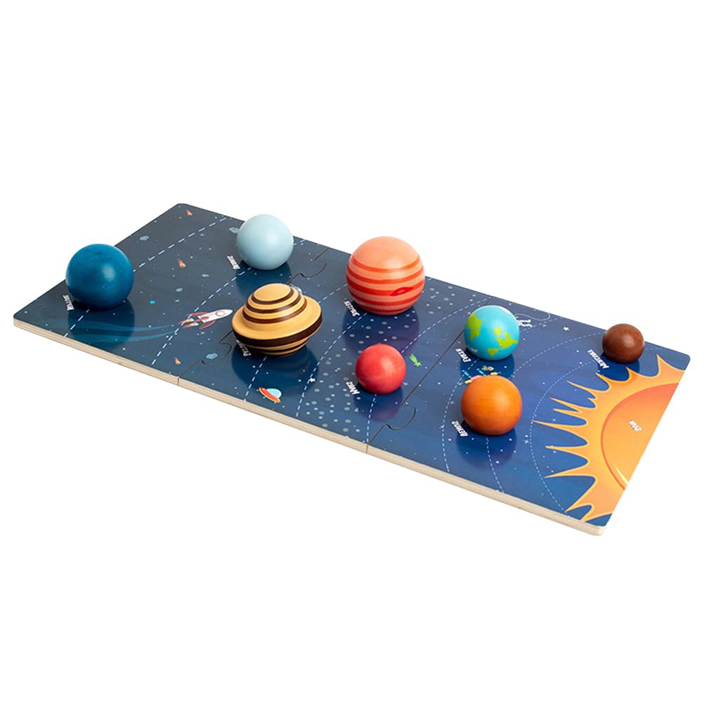 Puzzle dei Pianeti del Cosmo per Bambini, in Legno | Gioco Educativo di Abbinamento, Allena Logica e Creatività, per Bambini, Apprendimento Spaziale