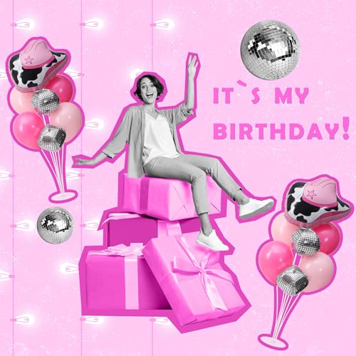WinnerWhy 2 Set Cowgirl Party Decorations Disco Ball Balloon Disco Cowgirl Party Decorations for Birthday Pink Baby Shower Supplies (Disco Ball) by WinnerWhy - Used condition - Image 5