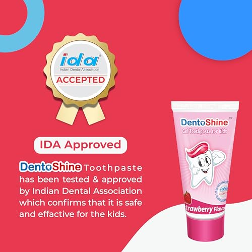 Image of DentoShine Gel Toothpaste for Kids | Pack of 3 (3, Strawberry) | IDA Accepted