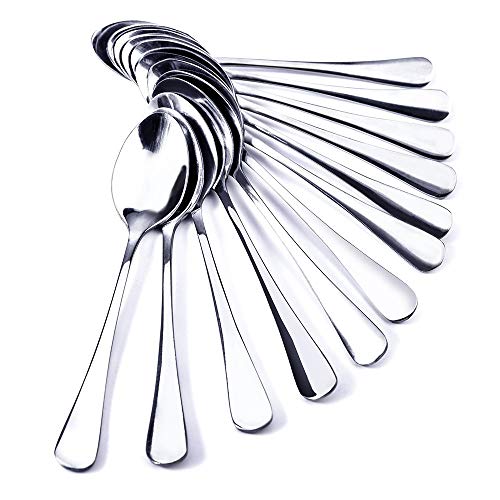 MIU COLOR Lot de 12 Cuillères à Café Ovales en Acier Inoxydable Petites 12cm