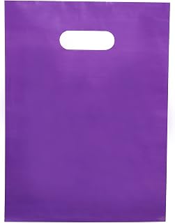 Merchandise Bags Purple Color 100 Count 9"x12" Size 1.5Mil With Handles