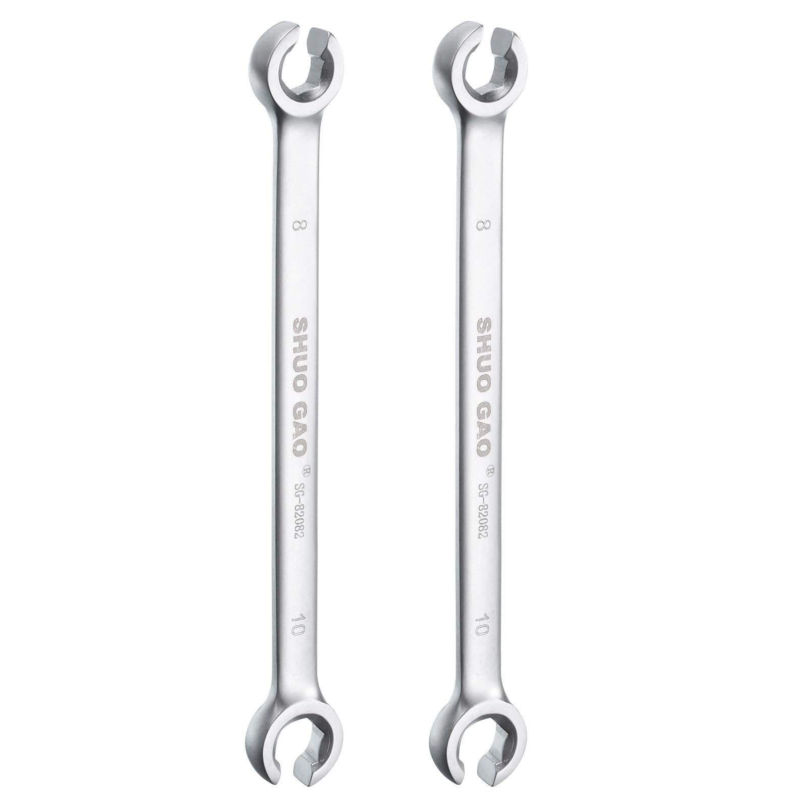 HARFINGTON 2pcs Flare Nut Wrench 8mm x 10mm High Carbon Steel Nickel Plating Wrench for DIY Hand-making Automotive Repairs and Household Maintenance