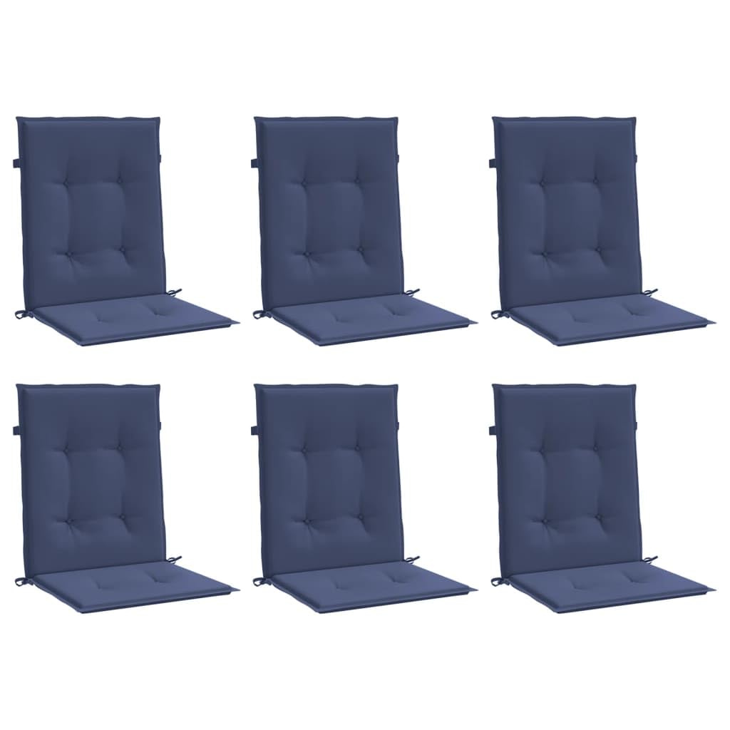 vidaXL Coussins de Chaise à Dossier Bas Lot de 6 Bleu Marine Tissu