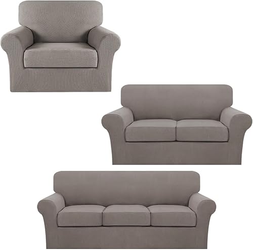 Turquoize Fundas elásticas para sofá de 3 cojines, paquete de funda para sofá biplaza de 2 cojines, funda para sofá con fundas de cojín