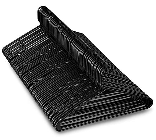Standard Black Plastic Hangers (60 Pack) Durable Tubular Shirt Hanger Ideal for Laundry