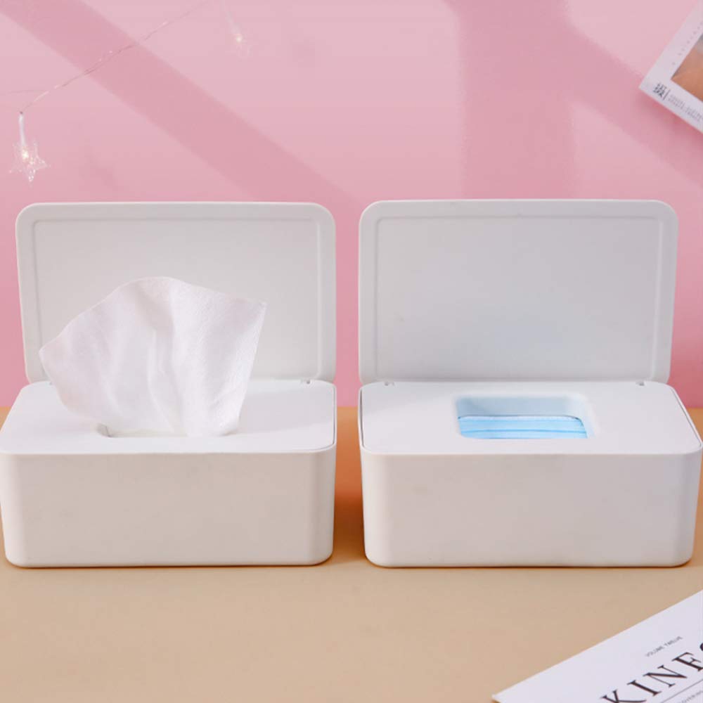 Storage Box Dust-Proof Flip Cover Box Wet Tissue Case with Lid Portable for Home Work Outdoor(Black) -Layfoo 3