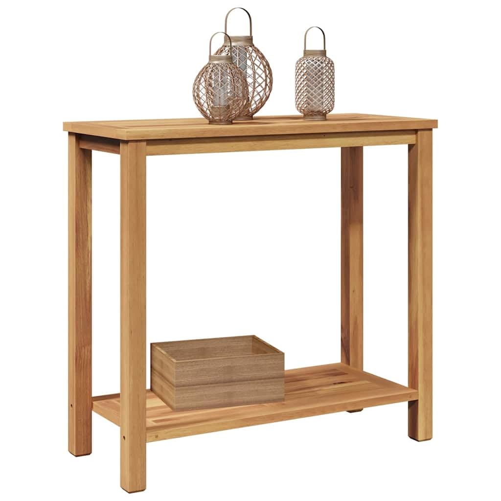 Table console marron 80x35x75 cm en bois de teck massif pour l'aménagement extérieur de terrasse