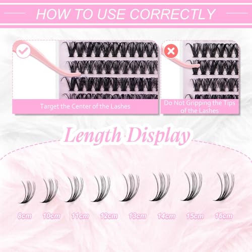 5. Bild von Wimpern Einzeln Cluster für Wimpernverlängerung 40P 0.07 D Curl Mix 8-16mm Individuelle Cluster Künstliche Wimpern Wimpernbüschel für Anfänger