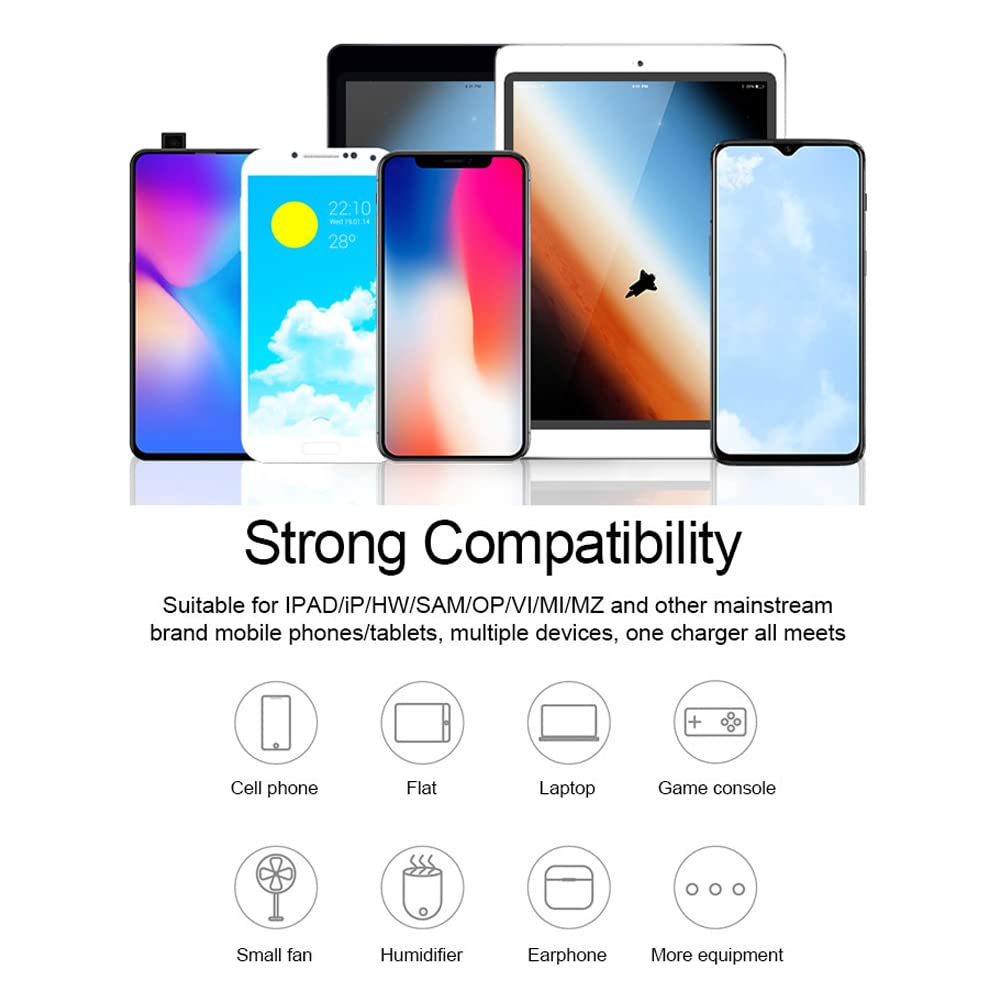 Potente pantalla LCD Cargador rápido USB con múltiples puertos Compacto inteligente USB QC3.0 Cargador rápido de gran compatibilidad, múltiples funciones de protección