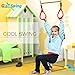 HUAWELL Wooden Trapeze with Plastic Gym Rings - Outdoor N Indoor Playground 2 in 1 Swing Set Accessories for Kids (Blue)