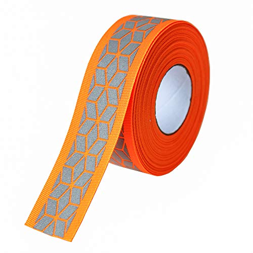 Cinta reflectante de plata para manualidades, cinta de tela, cinta para coser y coser, 3 cm x 10 metros (naranja) Cover