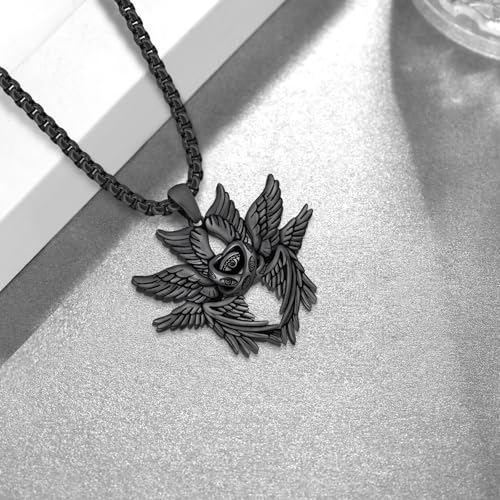 Biblically Accurate Angel Necklace 925 Sterling Silver/Black Angel Wings Necklace Seraphim Jewelry Gifts for Women Men3