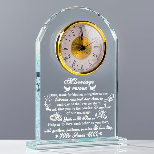 Wedding Gifts for Couples Unique 2025 - Crystal Clock Happy Anniversary Marriage Gift for Couple Keepsake - Engagement Gifts Bridal Shower Gifts for Bride and Groom Engagement Newlywed Mr Mrs Gifts