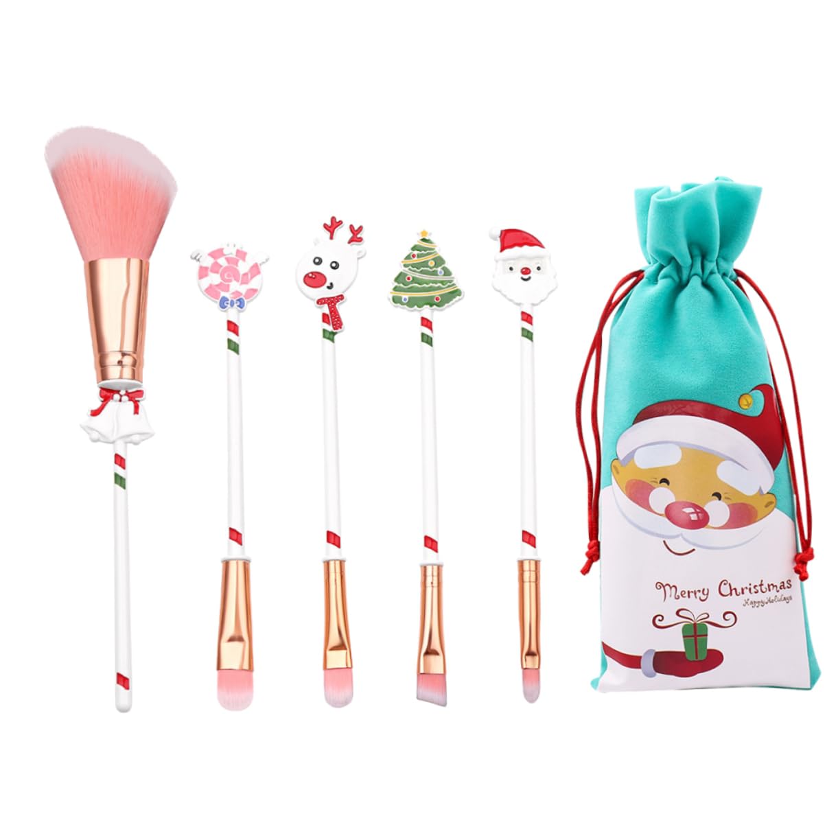 ABOOFAN 18 Stk Weihnachtsbürsten Weihnachtliches Rouge Concealer Pinsel Bürste Für Weihnachtsgrundierung Erröten Mineralische Bürste Lippe Reisen Weiß Werkzeug Weihnachten