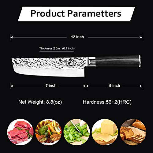 Nakiri Knife - imarku Nakiri Chef Knife 7 Inch High Carbon German Stainless Steel Nakiri Vegetable Knife, Multipurpose Asian Nakiri Vegetable Knife for Kitchen with Ergonomic Handle - Thumbnail 5