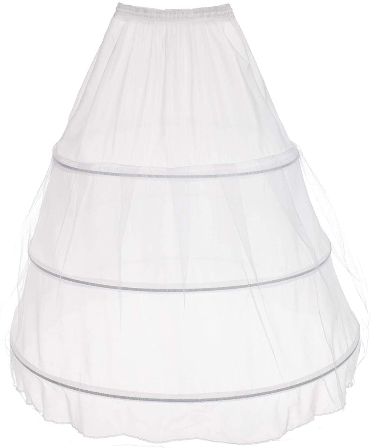 Frauen 3 Kreis verstellbare weiße A-Linie Rock Tanz Prinzessin Unterrock Brautkleid Unterrock