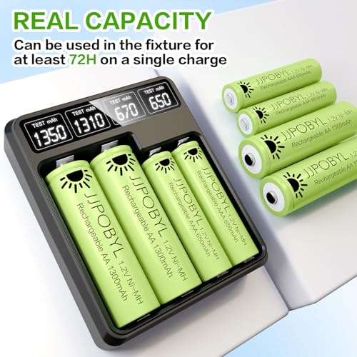 image for JJPOBYL 1.2V Ni-MH AAA Rechareable Batteries 650mAh, Solar Batteries f
