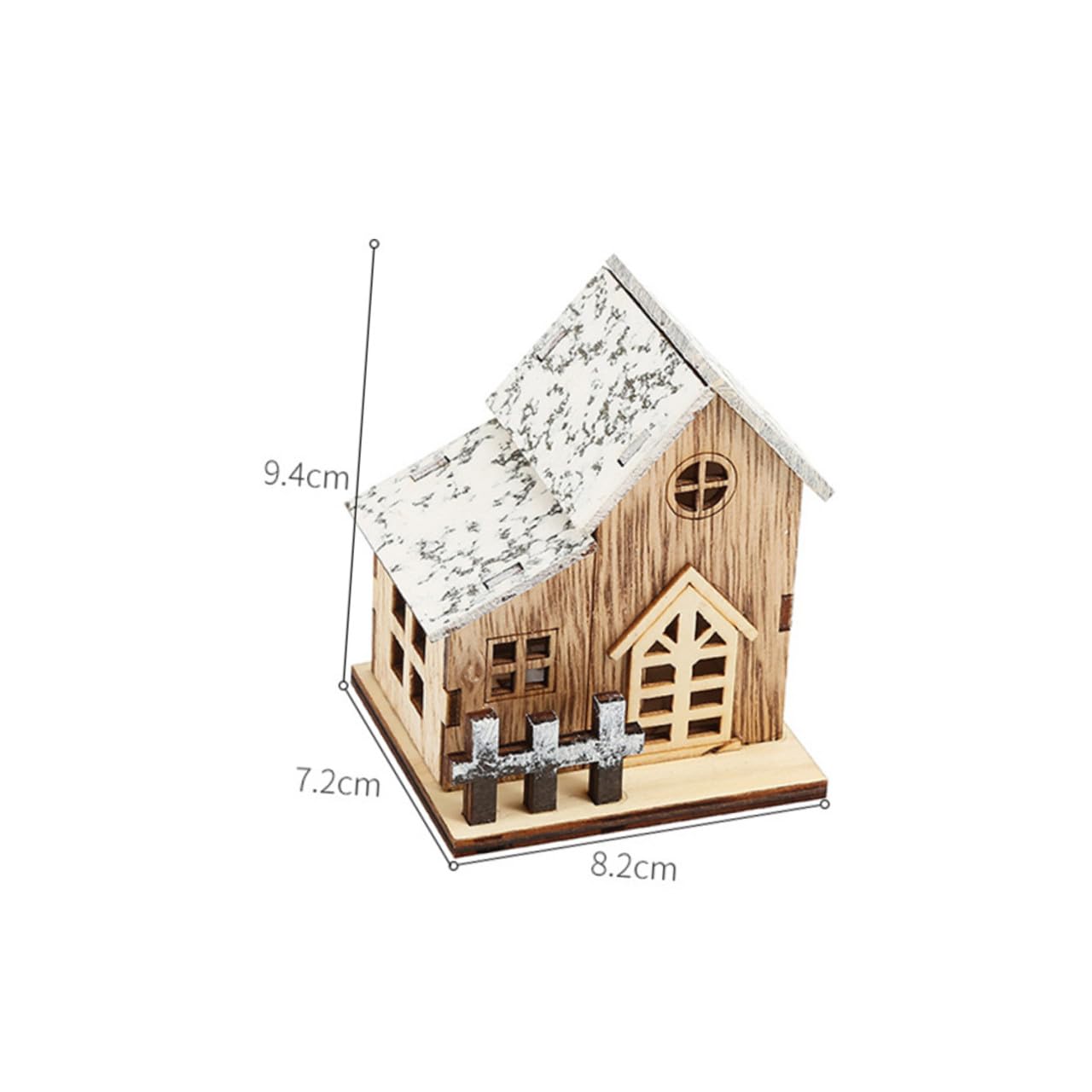 3piezas Adorno Navideño de Escritorio Casa de Madera Luminosa Decoración Navideña Hogar Casa de Madera Escena Navideña para Decorar Interiores