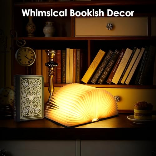 Book Lamp for Book Lovers Gifts, Bookish Items Bookshaped Foldable Paper Lamp, Unique Bookish Gifts USB Rechargeable, Book Decor for Book Lovers gifts for Readers Library Reading Nook Bookshelf - Image 5