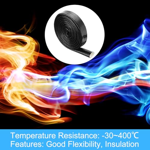 Image of MECCANIXITY 5 /8 inch ID 10ft Heat Shielded Fire Sleeve Silicone Coated Fiberglass Tape, for Automotive Hose Lines Wires Electrical Wiring, Black