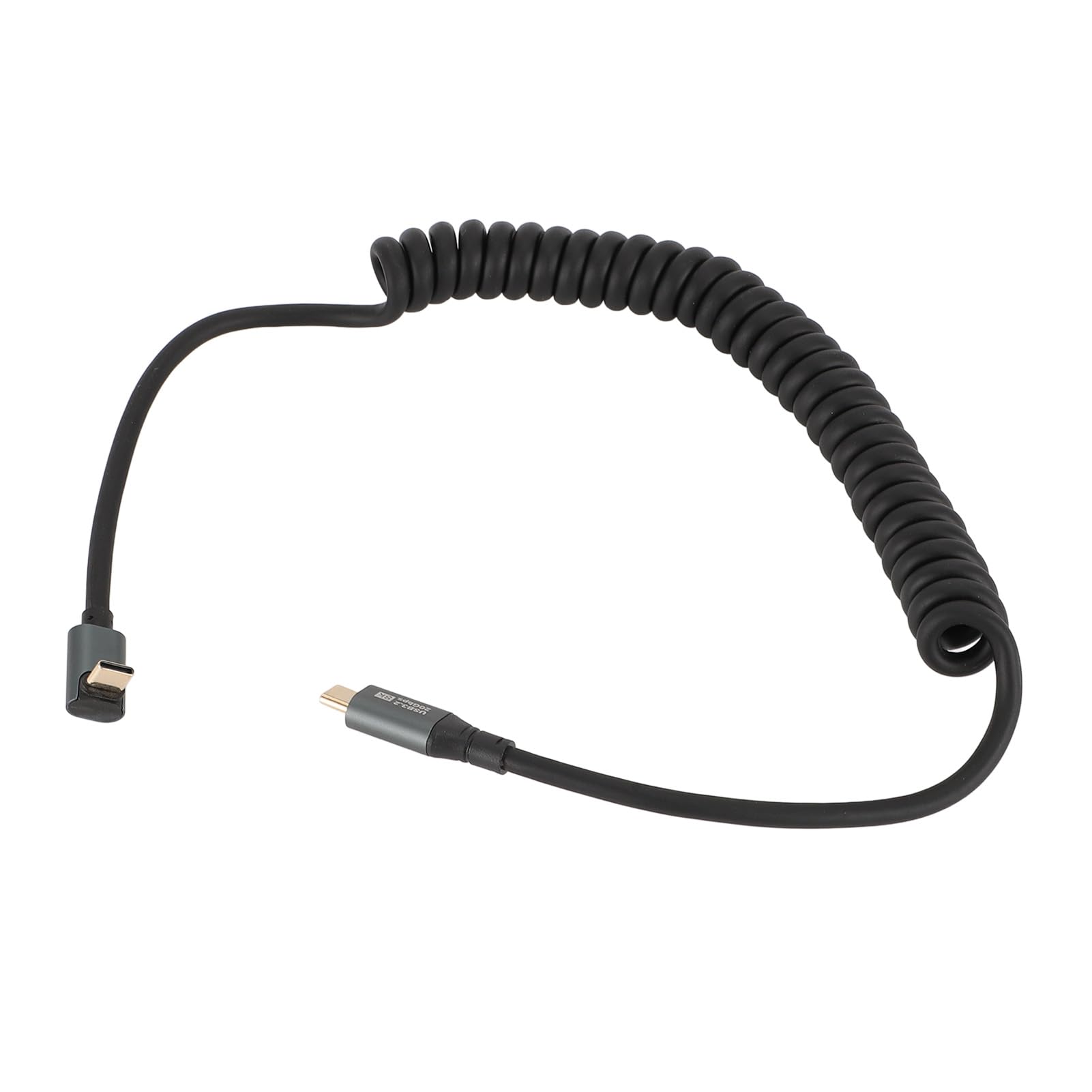 Kabel USB C na USB C, Kabel USB C, Przewód ładowarki Typu C, Kabel Spiralny ze sprężyną Szybkiego ładowania PD100W, Kabel Danych USB3.2 20 Gb/s 20V5A 8K 60 Hz (Kolanko 3D męskie