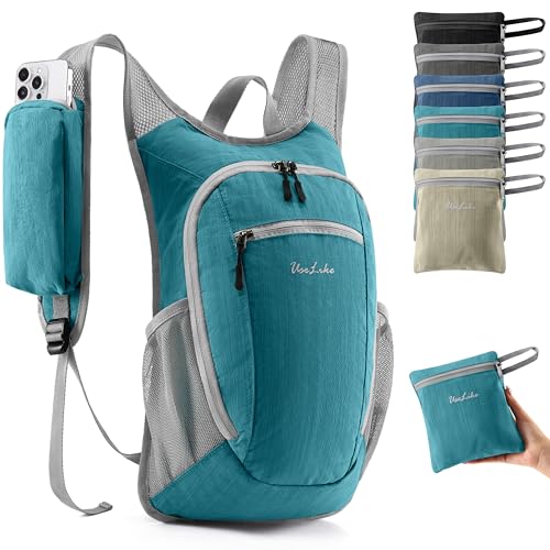 Uselike 10L Small Hiking Backpack Travel Daypack Lightweight Packable Back Pack for Women Men(Teal Blue)