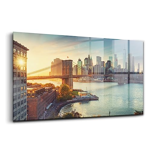 Peinture murale verre Wallfluent tableau New York Manhattan déco intérieure 120x60