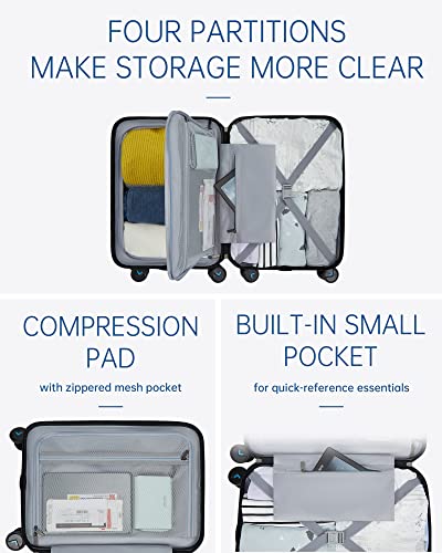 Image of BAGSMART Travel Luggage Carry-Ons, Navy Blue, Carry-On 20-Inch, Hardside Luggage With Spinner Wheels