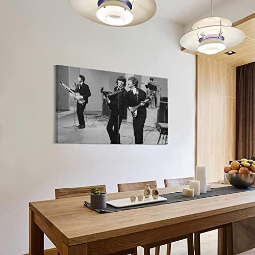 JMUNG Poster décoratif sur toile The Beatles chantant en noir et blanc – Décoration murale moderne pour chambre à… - Les Beatles, Paul McCartney, John Lennon, RIngo Starr, George Harrison JMUNG Poster décoratif sur toile The Beatles chantant en noir et blanc - Décoration murale moderne pour chambre à… – Image 4