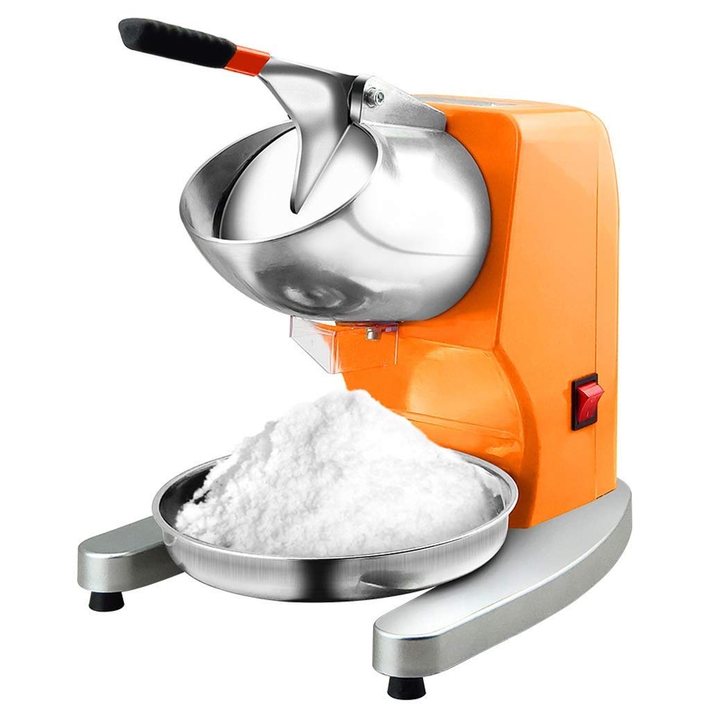 Electric Ice Crusher Shaver Snow Cone Maker Machine Orange 200lbs/hr for Home and Commerical Use