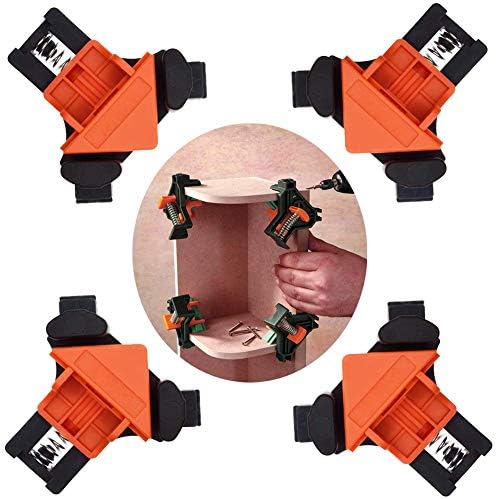 Angle Clamps, 4PCS Right Angle Fixing Clip,Multi-function woodworking right angle clamp Adjustable Swing Corner Clamp, Corner Clip Fixer for Welding, Wood-Working, Drilling,Making Cabinets by Arssilee