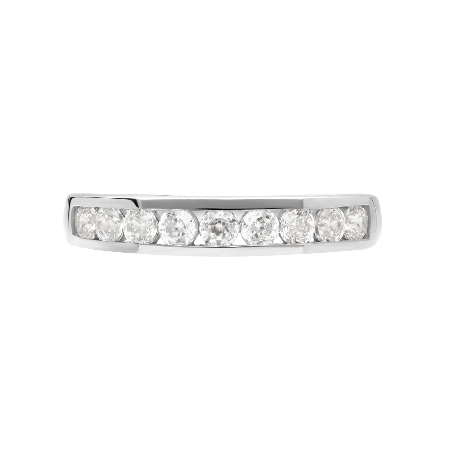 9ct White Gold 0.5ct Finest 100 Cut Swiss Cubic Zirconia Channel Set Half Eternity Ring