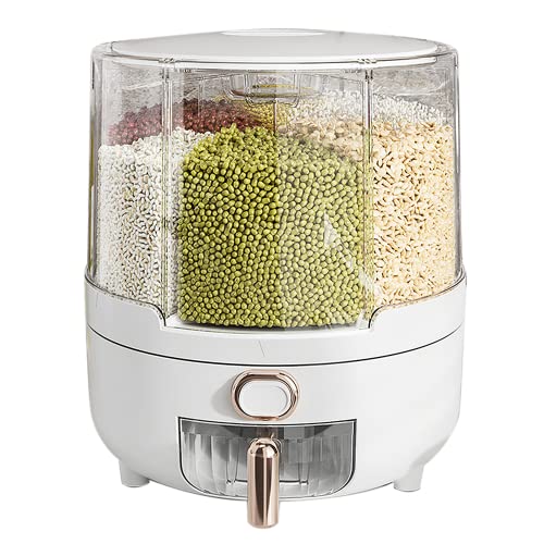 Ahouger 2023 Cereal Dispenser Lentil Dispenser, Rotating Grain Dry Food Dispenser Storage With 6 Compartments For Household, Kitchen Storage Container For All Beans, Barley, Millet #TOP4