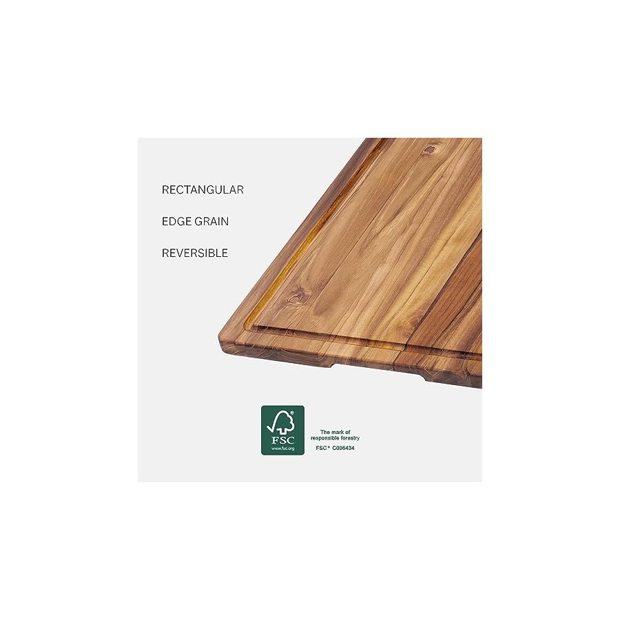 Teakhaus-Marine-Cutting-Board-with-Juice-Groove-Large-Rectangle-Cutting-Board-with-Corner-Hole-Reversible-Teak-Edge-Grain-Wood-Knife-Friendly-FSC-Certified Teakhaus Marine Cutting Board with Juice Groove - Large Rectangle Cutting Board with Corner Hole - Reversible Teak Edge Grain Wood - Knife Friendly - FSC Certified