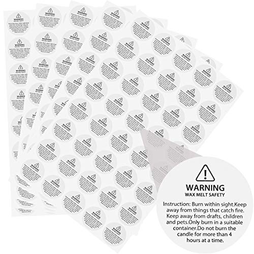 Willbond Candle Warning Labels Candle Warning Stickers 1.2 Inch Candle Jar Container Labels Wax Melting Safety Sticker for Candle Making DIY(200 Pcs)