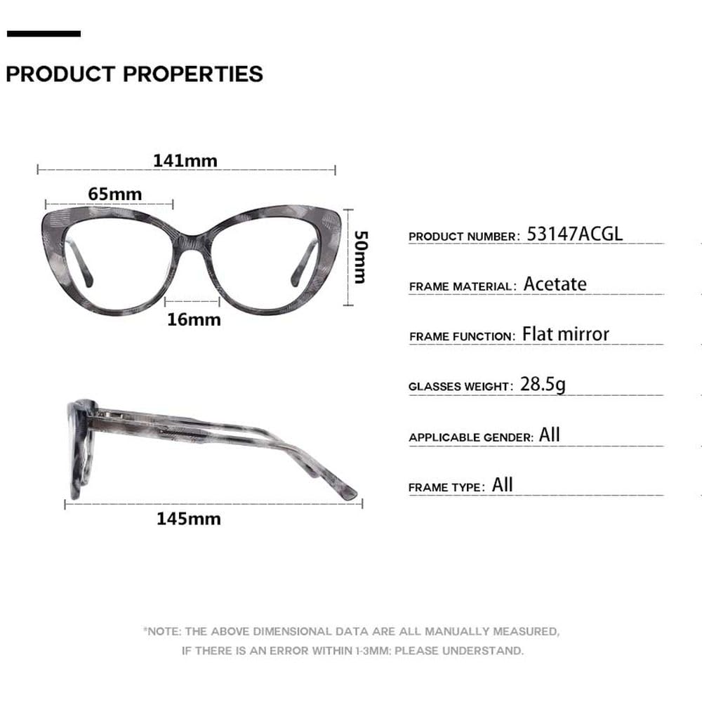 Montature per occhiali retrò in acetato Cat Eye Occhiali da vista per computer moda da donna