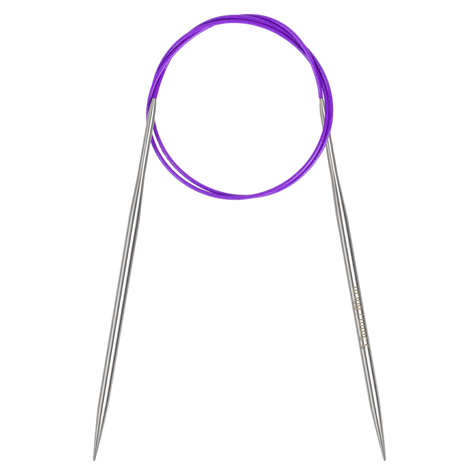 Coopay 3.5mm Circular Knitting Needles 80cm Long, Metal Circular Needles with Flexible Cable, Round Knitting Needles for Large Project, Fixed Cable Circle Knitting Pins for Blanket, Scarf, Hats