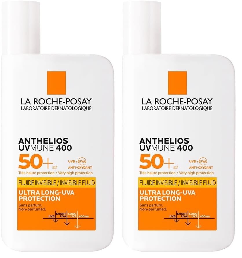 Image of La Roche-Posay Anthelios UVMUNE400 Invisible Fluid SPF50+ Sunscreen, 50ml (Pack of 2)