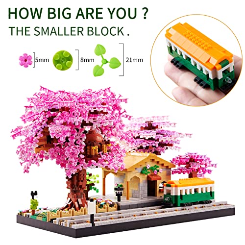 Kadablk Big Architecture,Japanese Sakura Tree Class Train Station Construction Set,Flower Building Block Model,3668PCS… - Image 6
