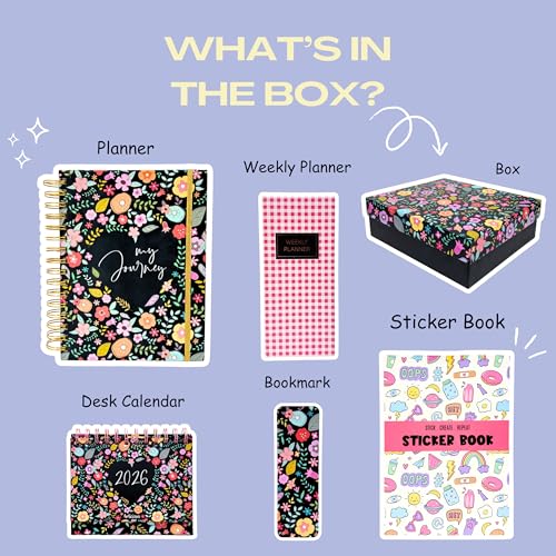 Image of Doodle Series Planner Kit | Planner Set Includes A5 Journal (22x17cm) 262 Pages | 120 GSM | Weekly Planner | Desk Calendar 2026 | Stickers Book | Bookmark (The Journey Edition, Doodle Series)
