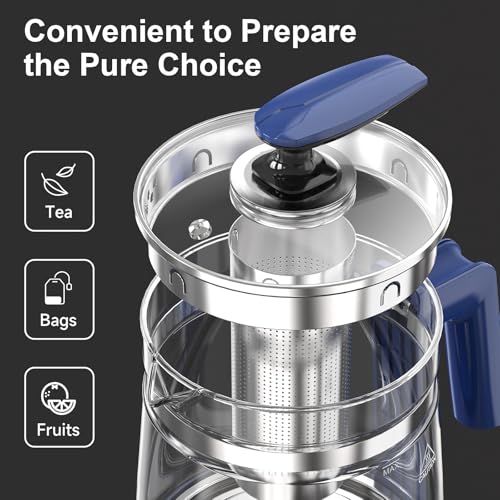 Hervidor Eléctrico de Vidrio Borosilicato 1.5L Azul miniatura 3