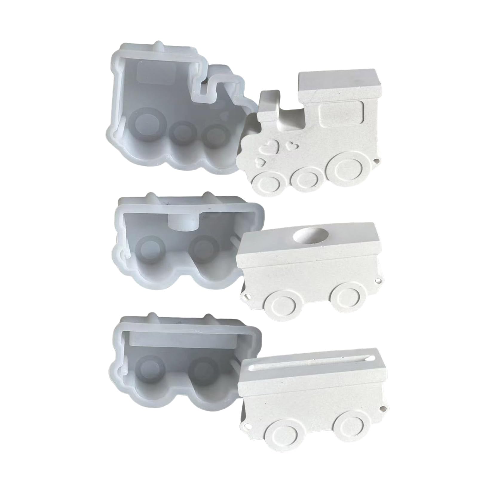 Tsophreniq 3Pcs Train Box Silicone Stand Molds Epoxy Resin Silicone Molds for Candlestick Holder Tealight Holder Epoxy Resin Craft