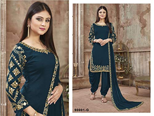 Delisa Women's Embroidered Patiyala Suit Ready to Wear Patiala Salwar Readymade Salwar Suit for Womens 900012