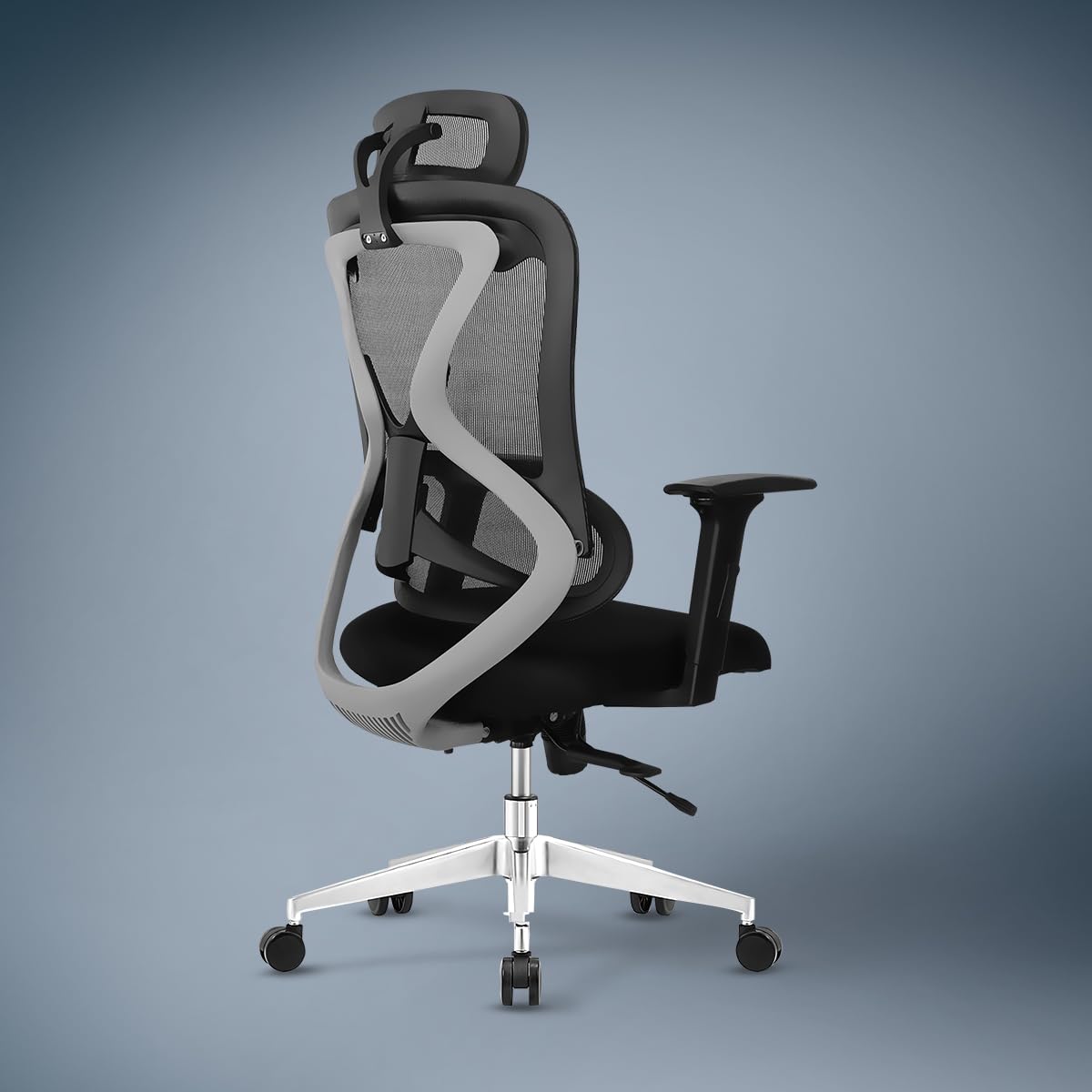 Kepler Brooks Vogue Premium Office Chair for Work | 3-Yr Warranty | Ergonomic Office Chair, Study Chair, 2D Headrest, 3D Arms, Multi Lock Seat Slider with Heavy Duty Metal Base (Black)