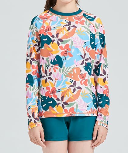 Image of Girls Rash Guard 2-Piece Swimsuit Set - Long Sleeve Swimwear with UPF 50+ Sun Protection 4-14 Years