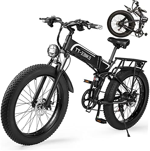 TT-EBIKE Folding Electric Bike Adults 750/1000W with 48V 17.5AH Removable Battery 26 inch 4.0 Fat Tire 31MPH Full Suspension Snow Mountain Beach Ebike with Professional Shim 7-Speed Gear TT-EBIKE Folding Electric Bike Adults 750/1000W with 48V 17.5AH Removable Battery 26 inch 4.0 Fat Tire 31MPH Full Suspension Snow Mountain Beach Ebike with Professional Shim 7-Speed Gear