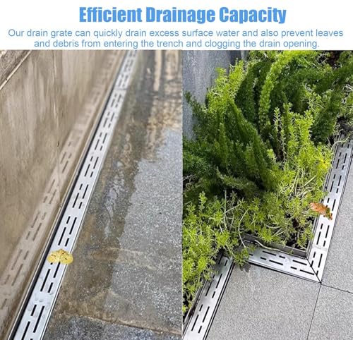 Caniveau en acier inoxydable de drainage extérieur avec grille étroite pour cour - 7