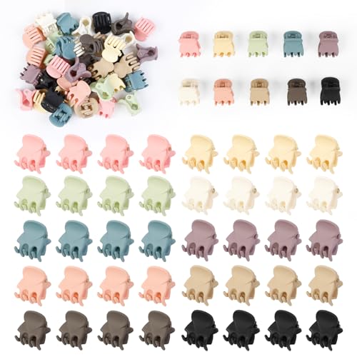 Image of 40Pcs Colorful Small Hair Clips, TEBIEKOY Baby Hair Clips for Fine Hair Small Claw Clips For Hair Cute Jaw Clips Hair Pins Hair Barrettes Toddler Hair Accessories for Women Girls Kids Teens
