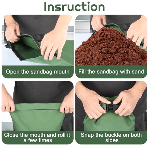 Sacos de areia com barreira de água de inundação, 4 peças de lona espessa, sacos de areia barreiras