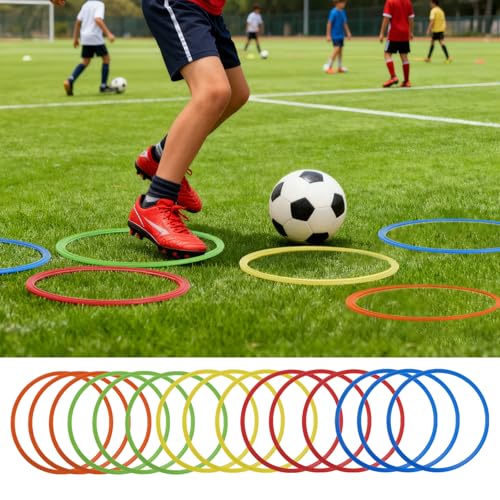 PEDOBALI 15 Pcs Obstacle Course Ring Set 15.7 Inch Large Plastic Exercise Hoop Playground Toys Hoop for Gymnastics Practice, Party Games, Holiday Decor, Educational Activities (5 Colors) - Thumbnail 4